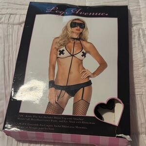 Leg Avenue Black and White 3-Piece Lingerie Set